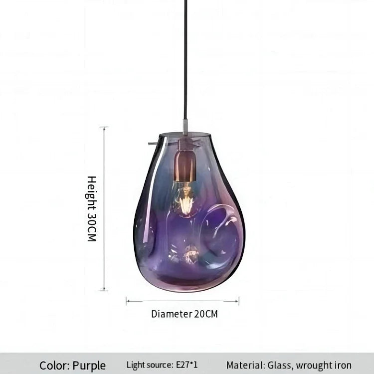 Designer Creative Stained Glass Single Chandeliers, Nordic Simple Bedside Cafe Dining Room Led Small Decorative Lighting