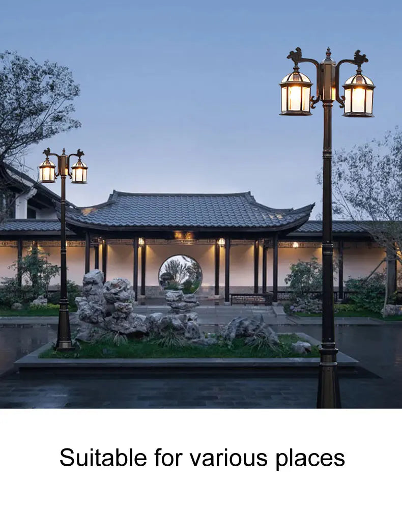Led Villa Garden Outdoor Waterproof Household Retro Double Head Community Outdoor Courtyard Street Lamp ≈230CM