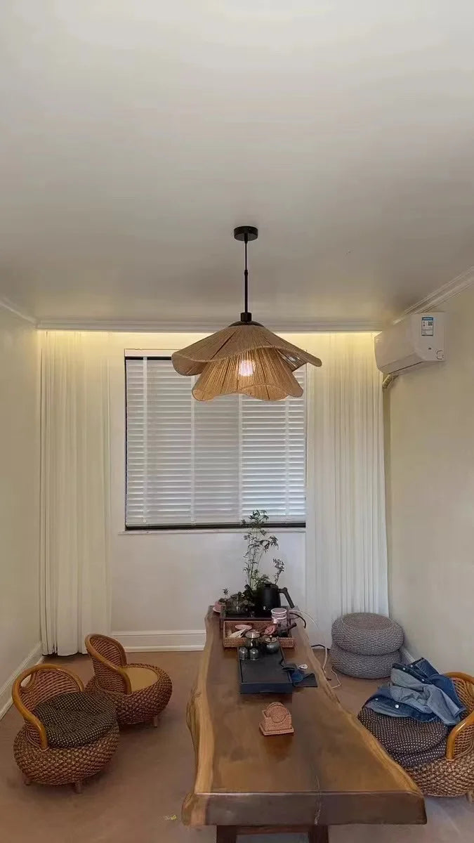 Handmade Woven Restaurant Pendant Light Hemp Rope Lights Bedroom Lamp Restaurant Japanese Style Room Decoration Pendant Lighting
