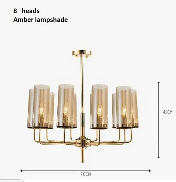 Nordic LED Glass Chandelier Blue/Amber Modern Hanging Lamp Suspension Living Dining Bedroom Pendant Lighting Fixtures