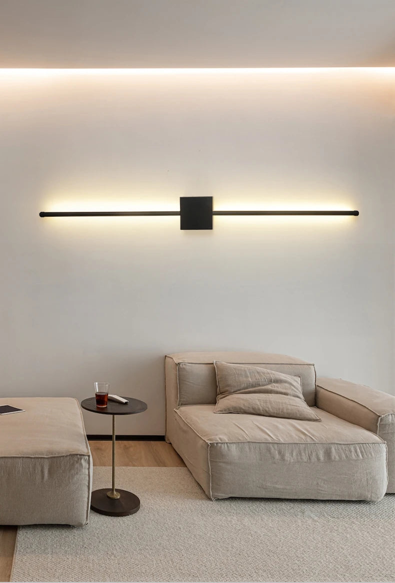 Modern LED Wall Lamp Minimalist Led Light Bedroom Bedside Long Strip Wall Sconces Living Room Sofa Home Indoor Lighting Fixture
