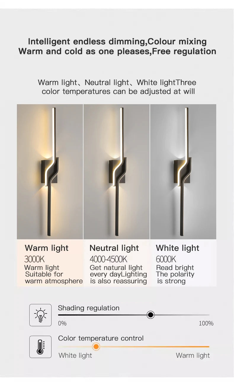 Modern LED Wall Light Minimalist Vertical Light Fixture Sleek Black Sconce For Living Room Bedroom Hallway Indoor Lighting Decor