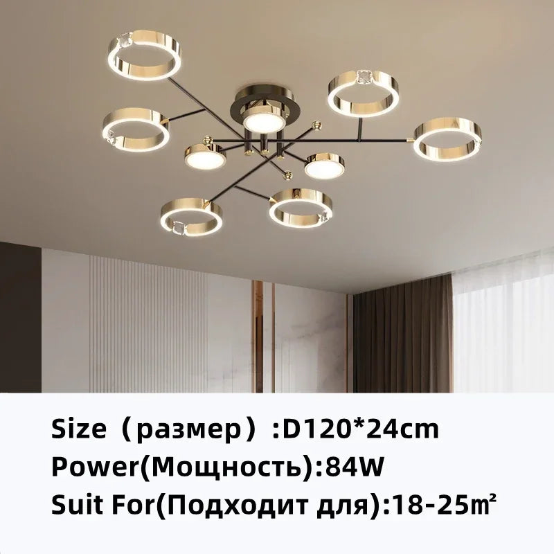 Modern Luxury Nordic Style Aluminum Circle Shaped LED Pendant Light Art Creative Lamp for Living Room Home Decoration Chandelier