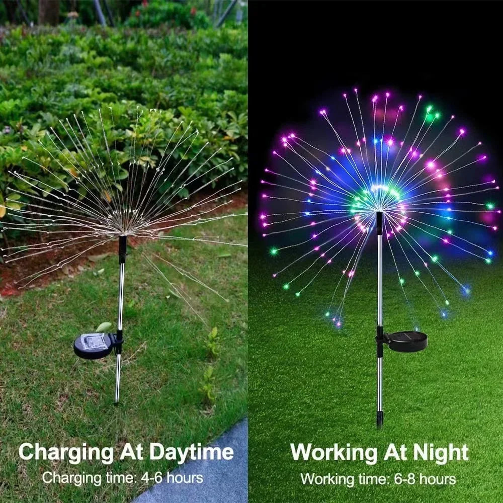 200LED Solar Garden Lights Waterproof Outdoor Lighting Solar Firework Light Lawn Pathway Garden Decoration