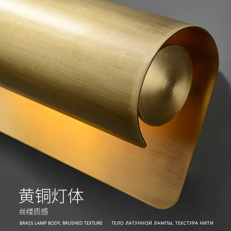 Post-Modern Designer Wall Lamp Minimalist Creative Living Room Hong Kong Style Light Luxury Copper Bedroom Decorative Wall Light