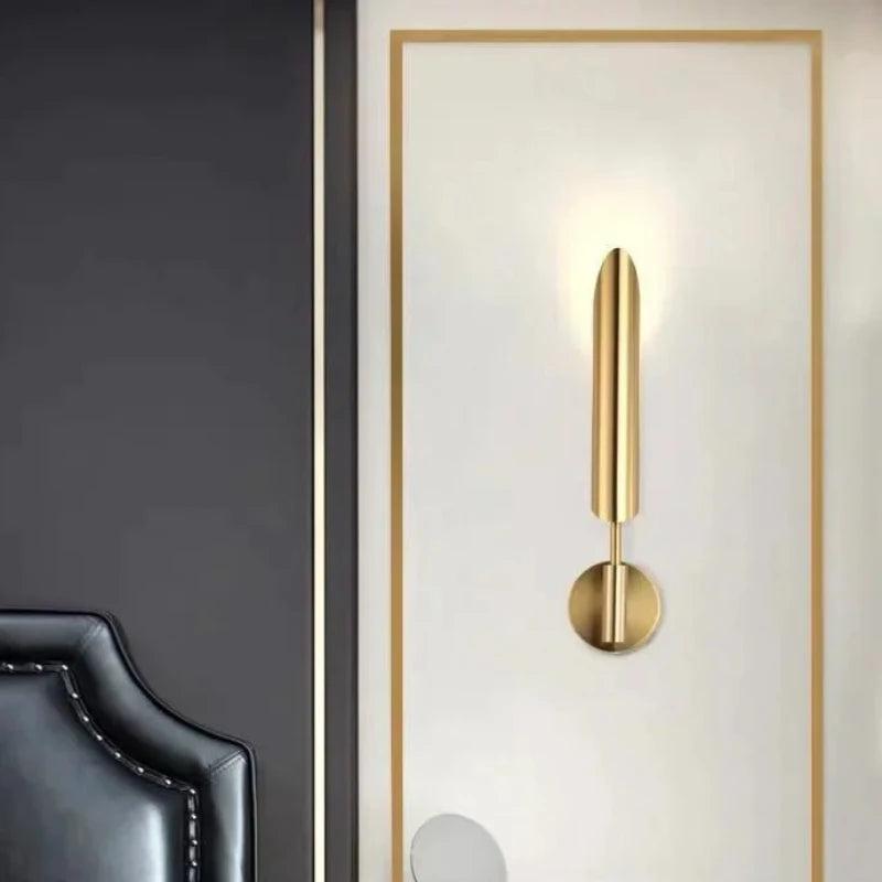 Moderm Luxury Single Double Head Wall Lamp Golden Lnclined Tube Wall Light Mirror Light Stair Living Room Bedroom Deco Luminaire