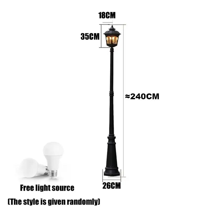 (H≈ 2.4m) Outdoor Courtyard Street Lamp European-Style Waterproof Retro Corridor Lamp Villa Outdoor High Pole Project