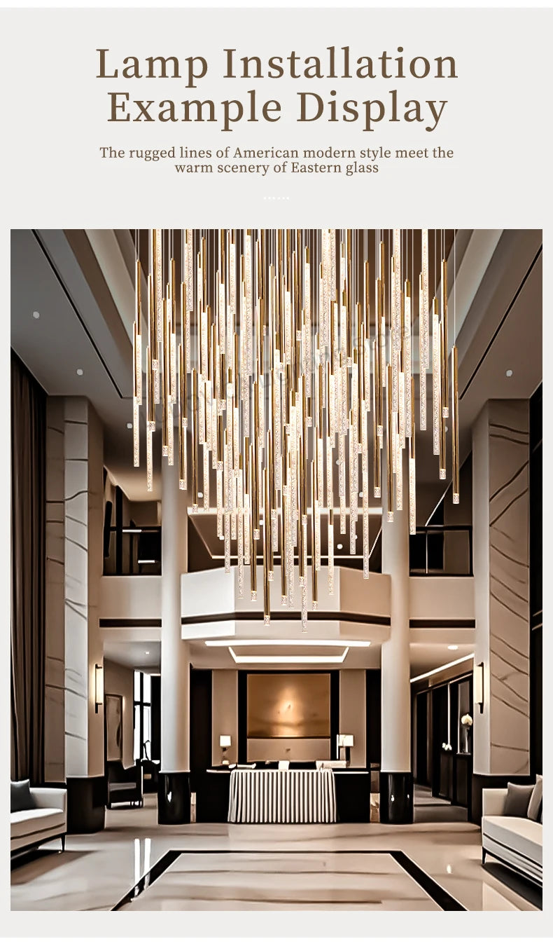 Hotel lobby LED Chandelier Villa hall Living room Crystal Chandeliers Customable High Ceilings Chandelier