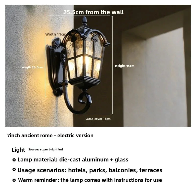 Outdoor Waterproof Wall Lamp For Garden Villa Gate Outdoor European-Style Courtyard Balcony Exterior Wall Lamp Retro Wall Lamp