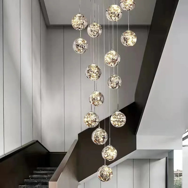Starry Sky Staircase Chandelier Nordic Design Duplex Corridor Light Pendant Lights Apartment Hall