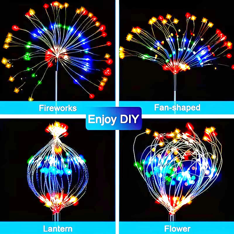 LED Firework Garden Decor Lights Solar Power Waterproof Outdoor Path Solar Lawn Lamp for Villa Patio Balcony Street
