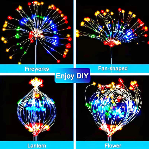 LED Firework Garden Decor Lights Solar Power Waterproof Outdoor Path Solar Lawn Lamp for Villa Patio Balcony Street