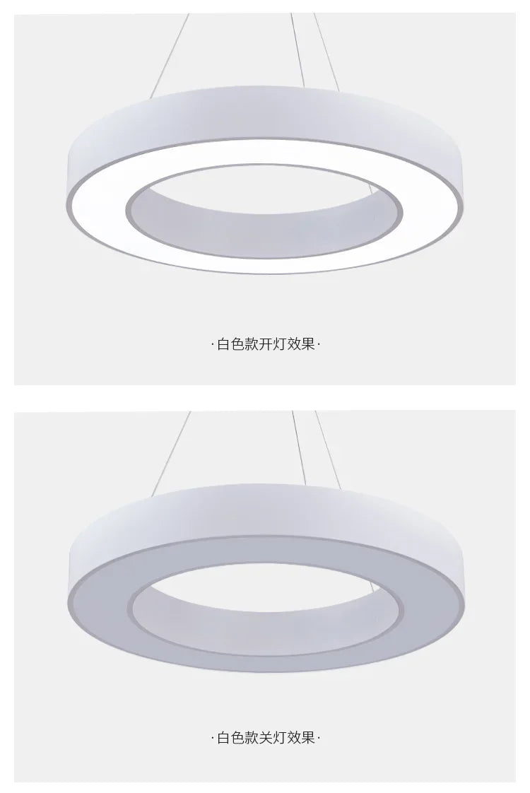 LED round Ring Chandelier Industrial Style for Office Shop Lobby Circle Engineering Lighting Fixture