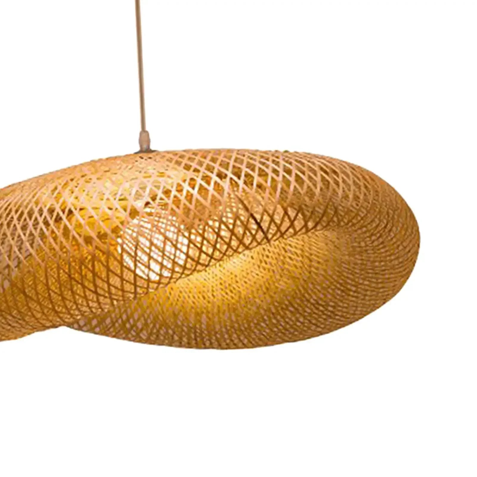 HandMade Vintage Bamboo Weaving LED Pendant Light Home Hanging Chandelier Lighting Living Room Kitchen Rattan Woven  Lamp