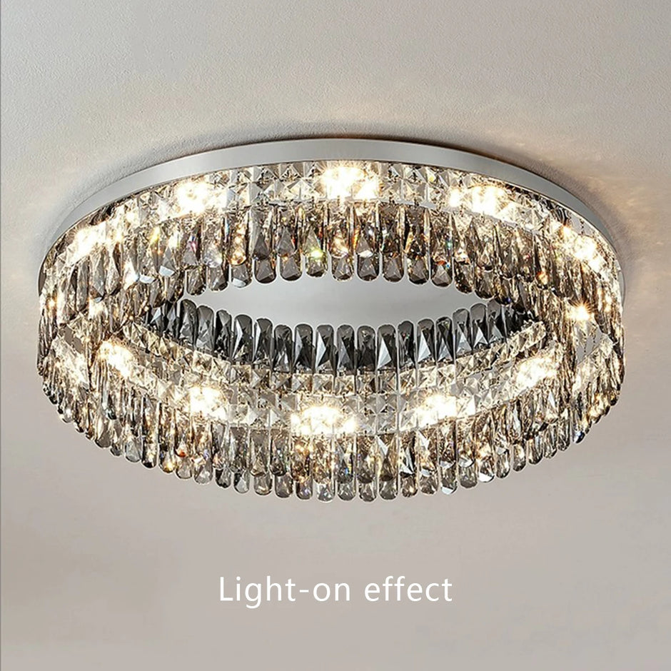 Light Luxury Crystal Ceiling Light Round LED Lamp 2025 New Post-modern Design Upscale Lighting Fixture for Living Room Bedroom