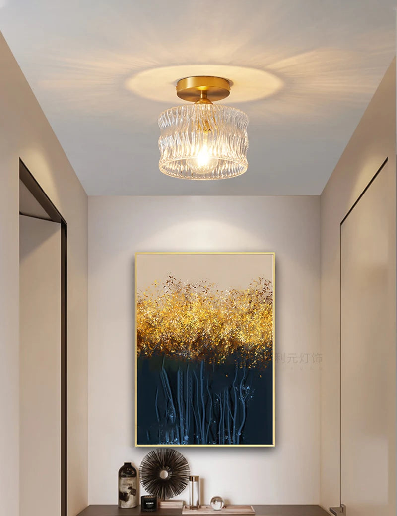 Modern Pendant Ceiling Lamp with Glass Shade for Kitchen Aisle Balcony Bedroom Home Art Deco Led Ceiling Lights Fixtures E27