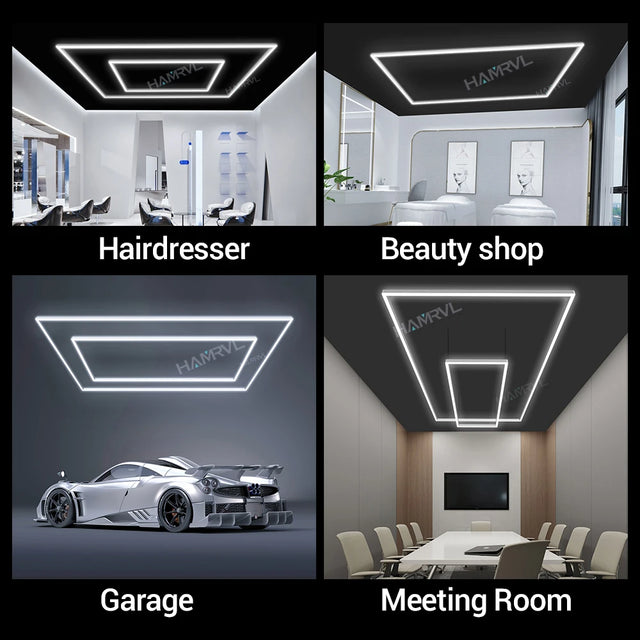 Honeycomb LED Rectangle Lighting Office Gym Desk Barber Workshop Ceiling pendant Light Color change Dimmable Garage Hexagon Lamp