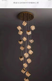 Stair chandelier long chandelier Rubik's cube creative personality light crystal lamp duplex villa loft apartment