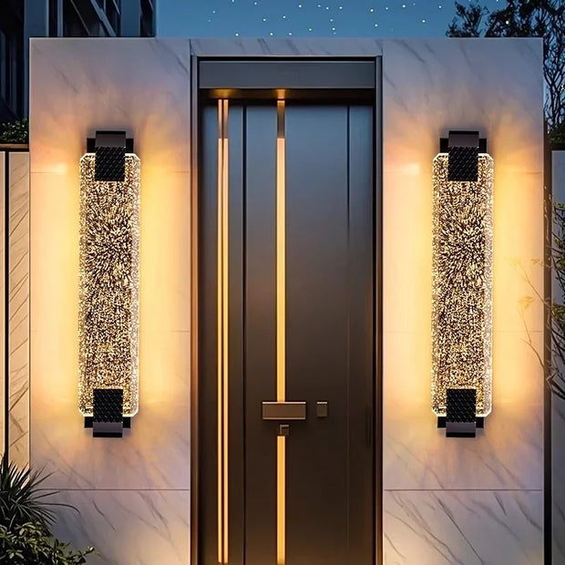 Modern Light Outdoor LED Wall Light Transparent Crystal with Bubble Style for Villa Porch Patio and Garden Lighting Lamps