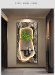 2024 Hydroponic green decorative painting background cream senior living room hanging painting sandstone new LED lights