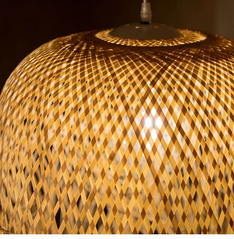 Southeast Asian Individuality Hand Woven Bamboo Chandelier Chinese Lamps Tea Room Restaurant Hotel Artistic Modeling Lampshade