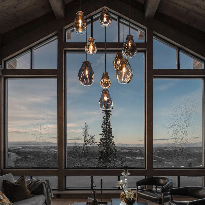 Designer Creative Stained Glass Single Chandeliers, Nordic Simple Bedside Cafe Dining Room Led Small Decorative Lighting