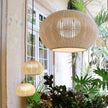 Outdoor Japanese Waterproof Rattan Villa Courtyard Hanging Lamp Garden Dining Room Woven Pendant Light Living Room Home Decor