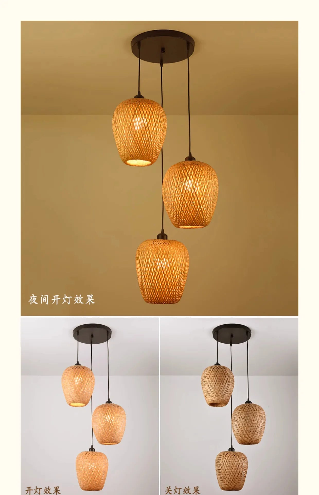 2026 Newest Bamboo Pendant Lamps Ceiling Lights Rattan Wicker Lustre Hand Knit Braiding Suspended Home Dining Braided Decor Hot