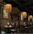 Southeast Asian Individuality Hand Woven Bamboo Chandelier Chinese Lamps Tea Room Restaurant Hotel Artistic Modeling Lampshade