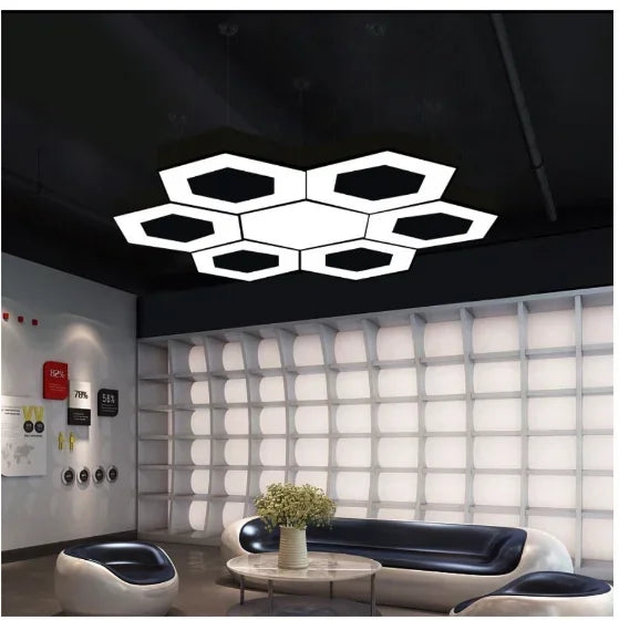 Creative Hexagonal Led Lamps Office Chandelier Round Simple Y-shaped splicing Special-Shaped Chandelier Gym Office Light