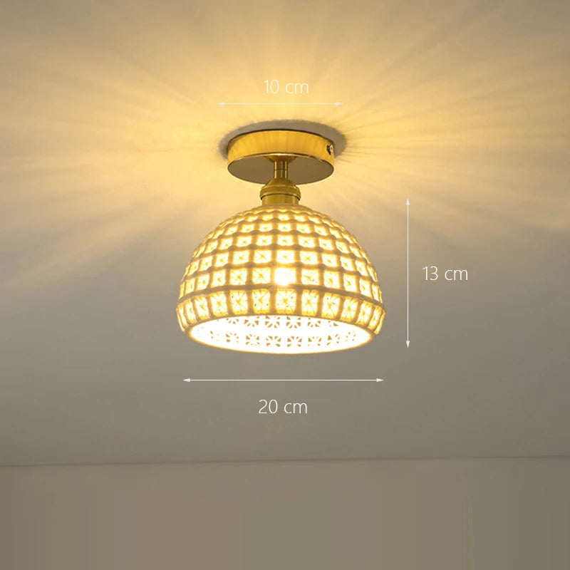 Modern Pendant Ceiling Lamp with Glass Shade for Kitchen Aisle Balcony Bedroom Home Art Deco Led Ceiling Lights Fixtures E27