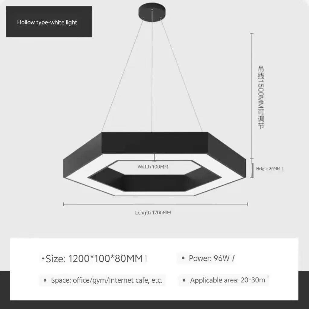 Modern minimalist geometric pendant lights, for dining room, gymnasium, LED hollow pendant lights, supermarket circular lights