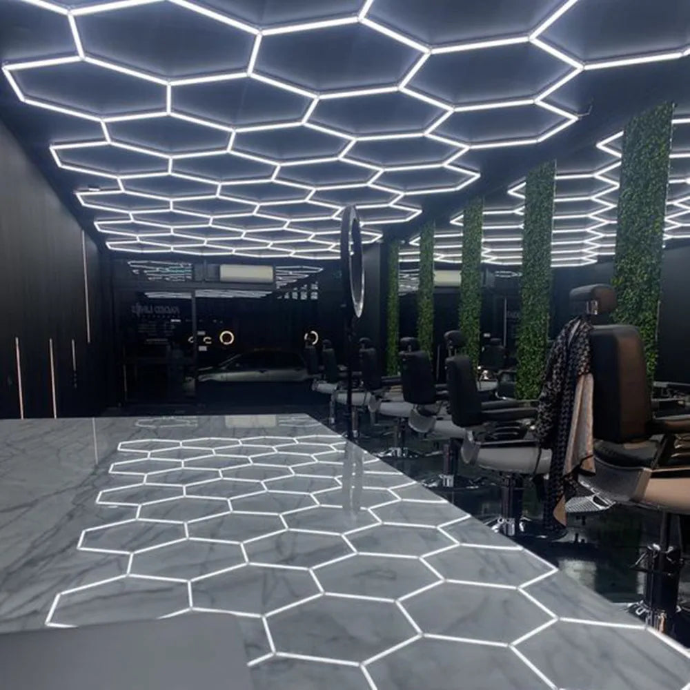 Hexagon LED Light for Garage Ceiling Auto Car Body Repair Workshop Barbershop Hair Salon Gym - Customized Lighting Lamp