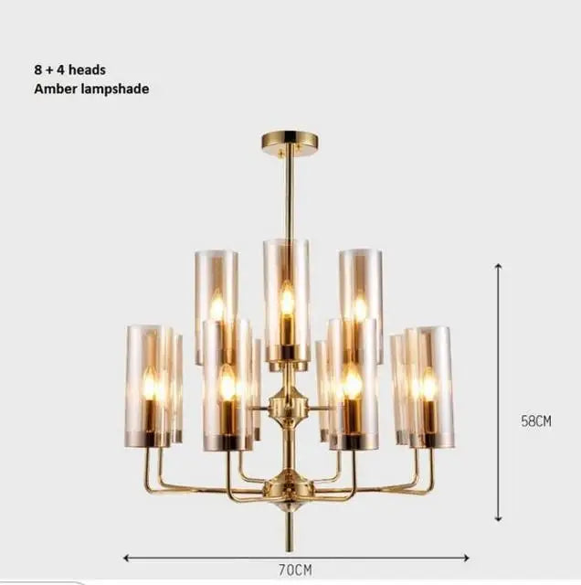 Nordic LED Glass Chandelier Blue/Amber Modern Hanging Lamp Suspension Living Dining Bedroom Pendant Lighting Fixtures