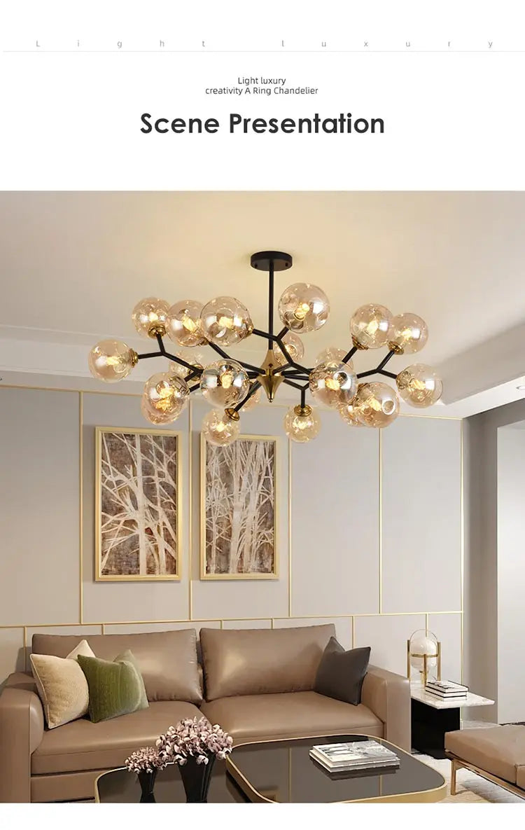 Nordic Glass Ball Lamp Modern Led Ceiling Chandelier Living Room Bedroom Kitchen Dining Room Home Decor Pendant Light Fixture