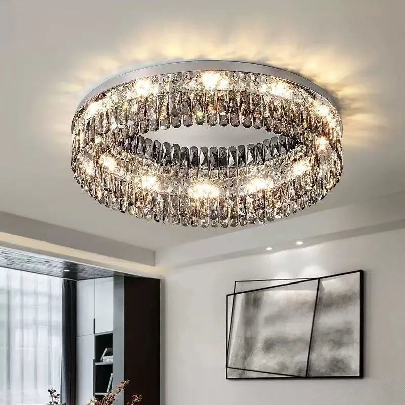 Light Luxury Crystal Ceiling Light Round LED Lamp 2025 New Post-modern Design Upscale Lighting Fixture for Living Room Bedroom