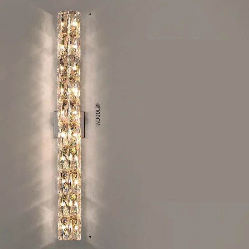 Modern High-end Crystal Wall Light Nordic Living Room Bedroom Bedside Long Wall Lamp Hotel Villa Corridor Bracket Light