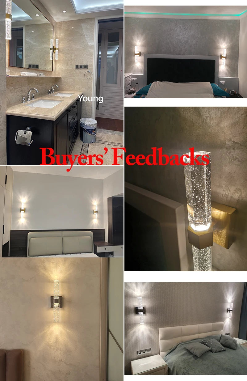 Modern Bubble Crystal LED Wall Lamps Bathroom Dresser Living Room Bedroom Mirror Wall Sconces Indoor Decoration Lighting Lustres