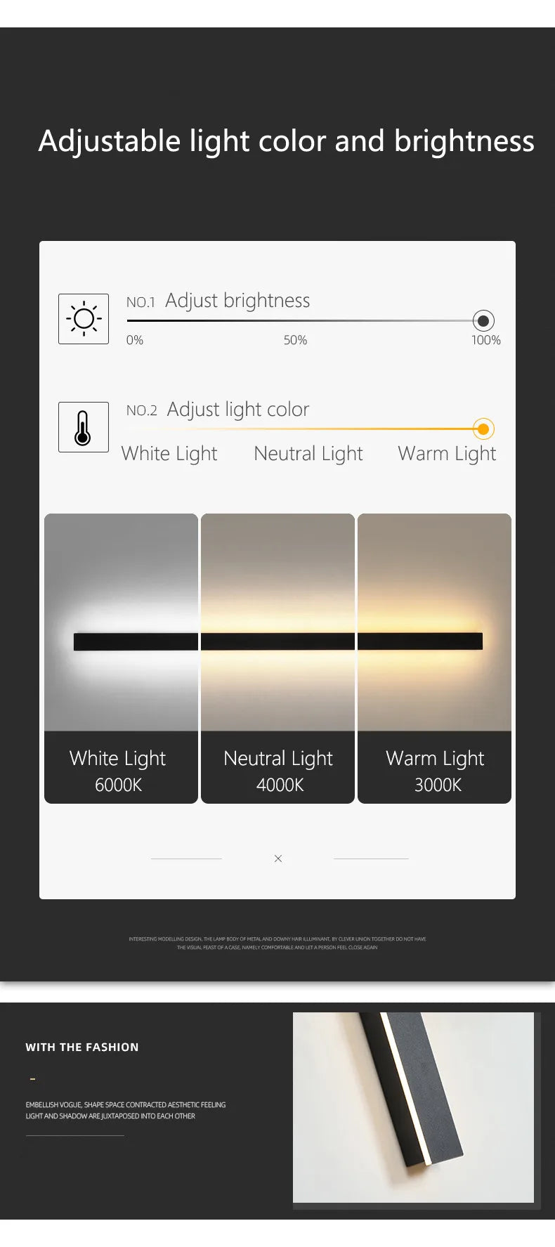 Outdoor waterproof wall lamp LED strip background wall lamp stair garden lamp living room bedroom bedside ip65 wall lights