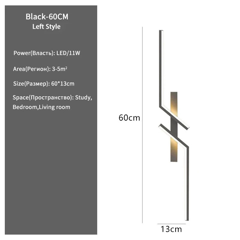 Modern Creative Strip Led Wall Light Minimalist Bedroom Bedside Wall Sconce Led Lights Living Room TV Sofa Background Wall Lamp