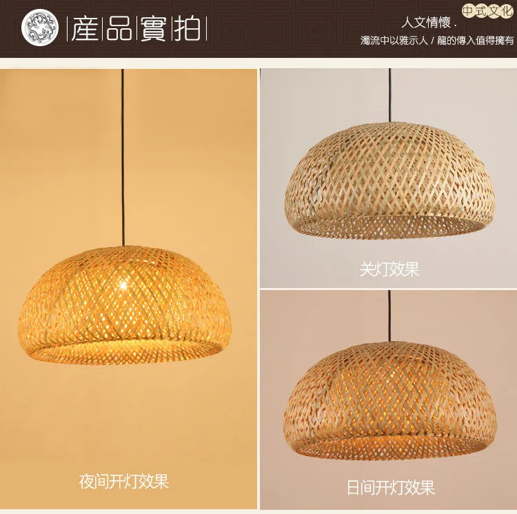 2025 Bamboo Pendant Lamps Hand Knitted Chinese Style Weaving Hanging Lamps 26cm Restaurant Home Decor Lighting Fixtures HOT