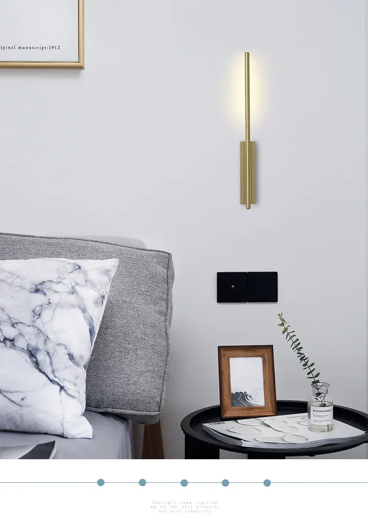 Nordic Line Led Wall Lamp Modern Living Room Bedroom Bedside Lamp Creative Designer's Corridor Bathroom Mirror Front Wall Light