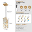 Modern Crystal Pendant Light - 3 Pack, Adjustable Hanging Ceiling Lamp with Crystal Prism Design -Golden Finish