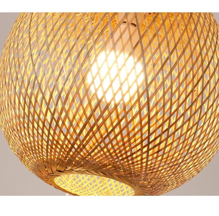 Japanese Chandelier Natural Bamboo Rattan Pendant Lights Handmade Weaving Hanging Lamps Wicker Shades E27 Lighting Suspension