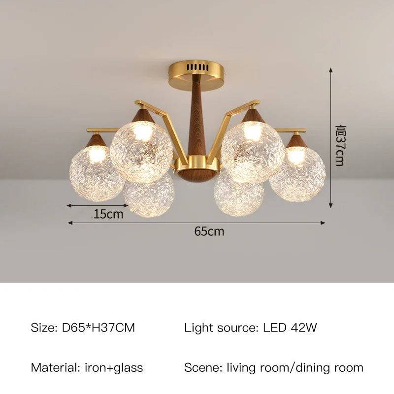 Wabi Sabi Glass Chandeliers For Dining Tables Living Room Kitchen Office Coffee Hanging Lamp Nordic Home Decor Ceiling Lights