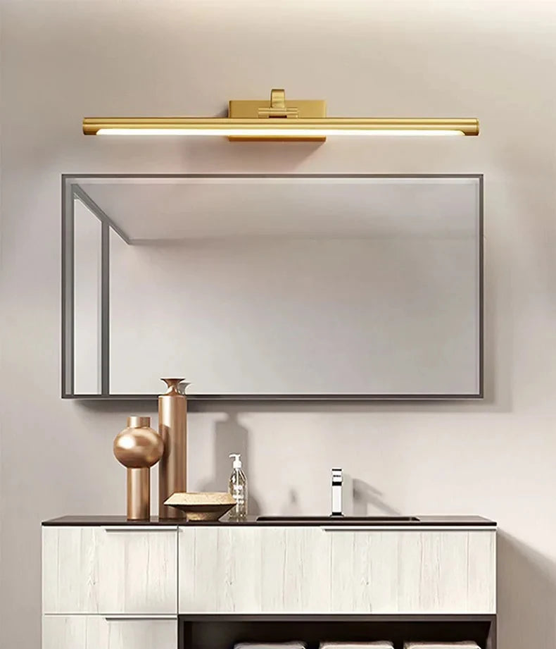 Modern Gold Copper Wall Light Rotatable Mirror Bathroom Bedroom Sconce Brass Simple Lamp GN421TN