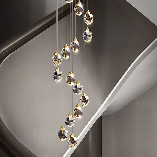 Nordic Crystal Chandelier for Living Room Villa Ceiling Chandeliers Duplex Loft Hanging Lamps Stairscase Suspended Pendant Lamps