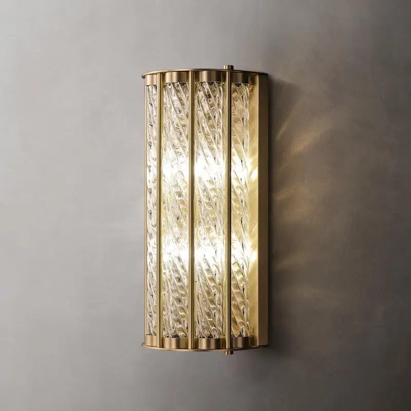 Modern Copper Wall Lamp for Hotel Villa Living Room Porch Office Corridor Long Glass LED Sconce Wall Light Home Decor