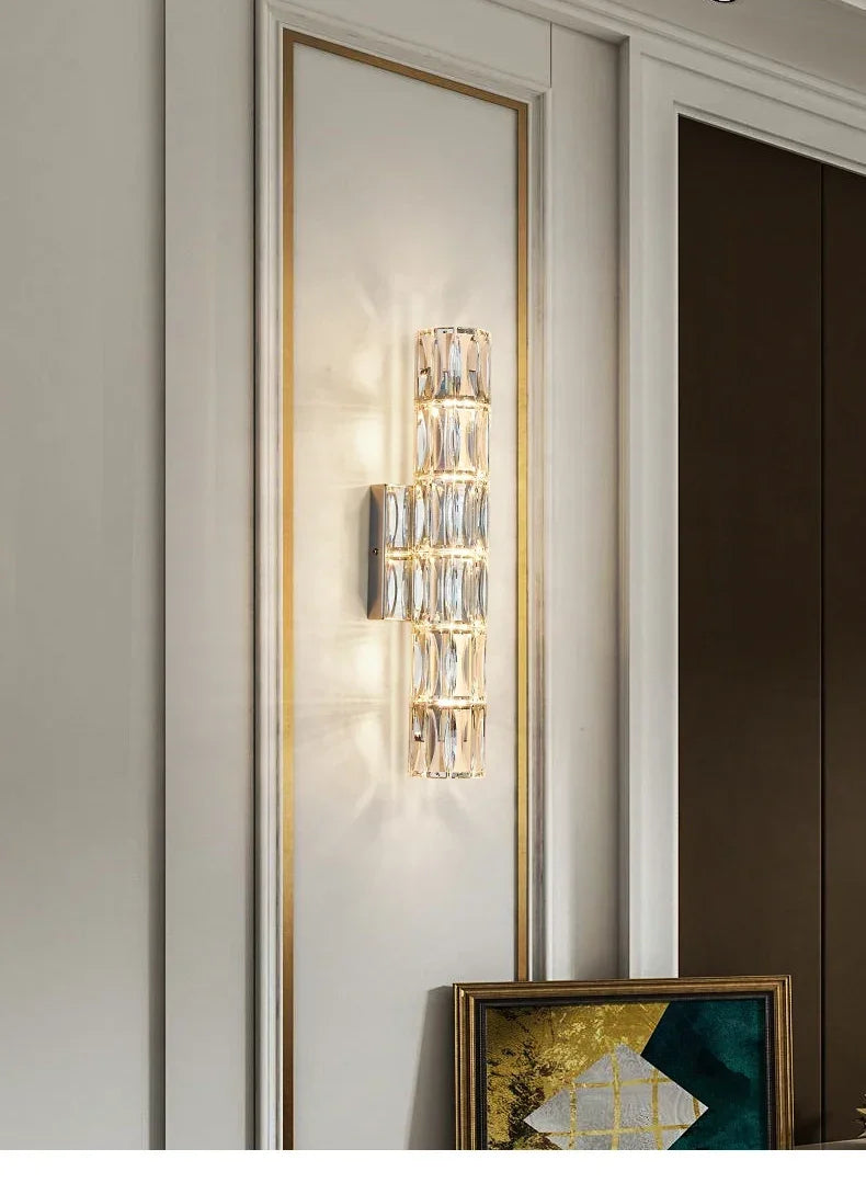 2025 Modern High-end Crystal Wall Light Nordic Living Room Bedroom Bedside Long Wall Lamp Hotel Villa Corridor Bracket Li