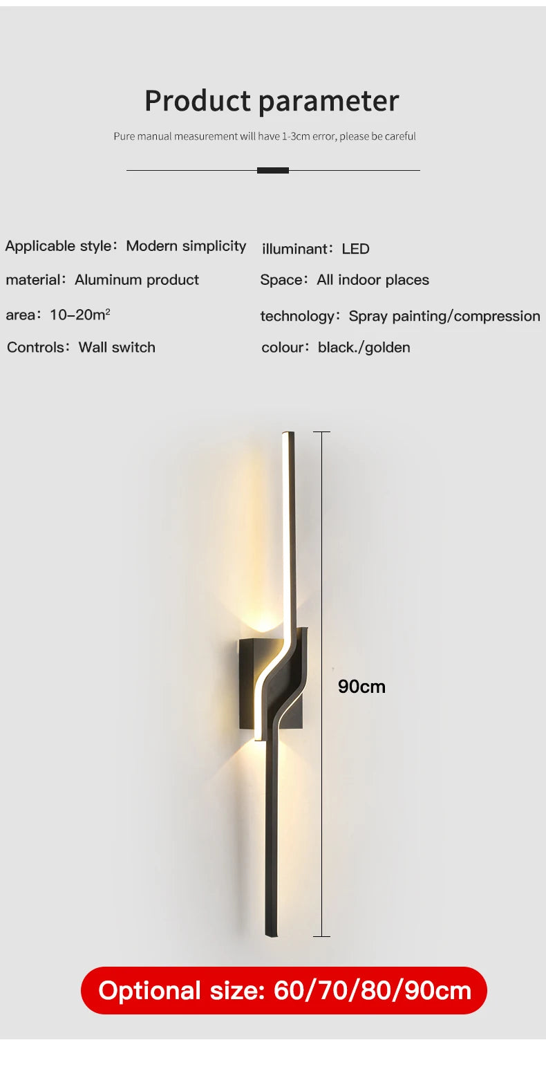 Modern LED Wall Light Minimalist Vertical Light Fixture Sleek Black Sconce For Living Room Bedroom Hallway Indoor Lighting Decor